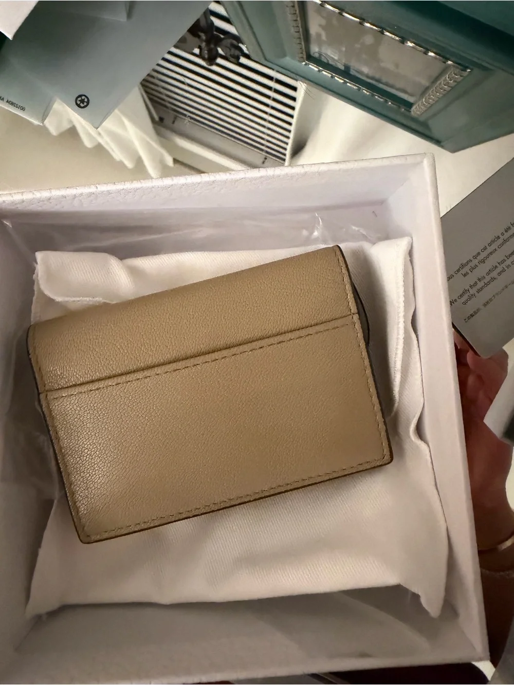 Dior Taupe Saddle Card Case with Gold 'D' Charm